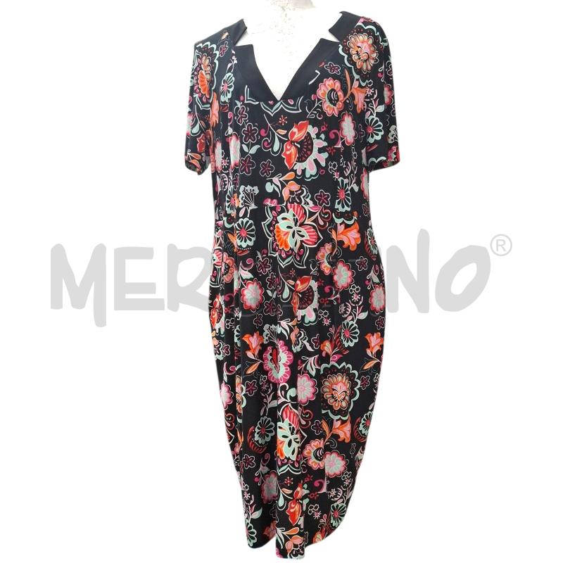VESTITO DONNA MARA CAROL BASE NERA FIORI ARANCIO TG.2XL | Mercatino dell'Usato Salerno fratte 1
