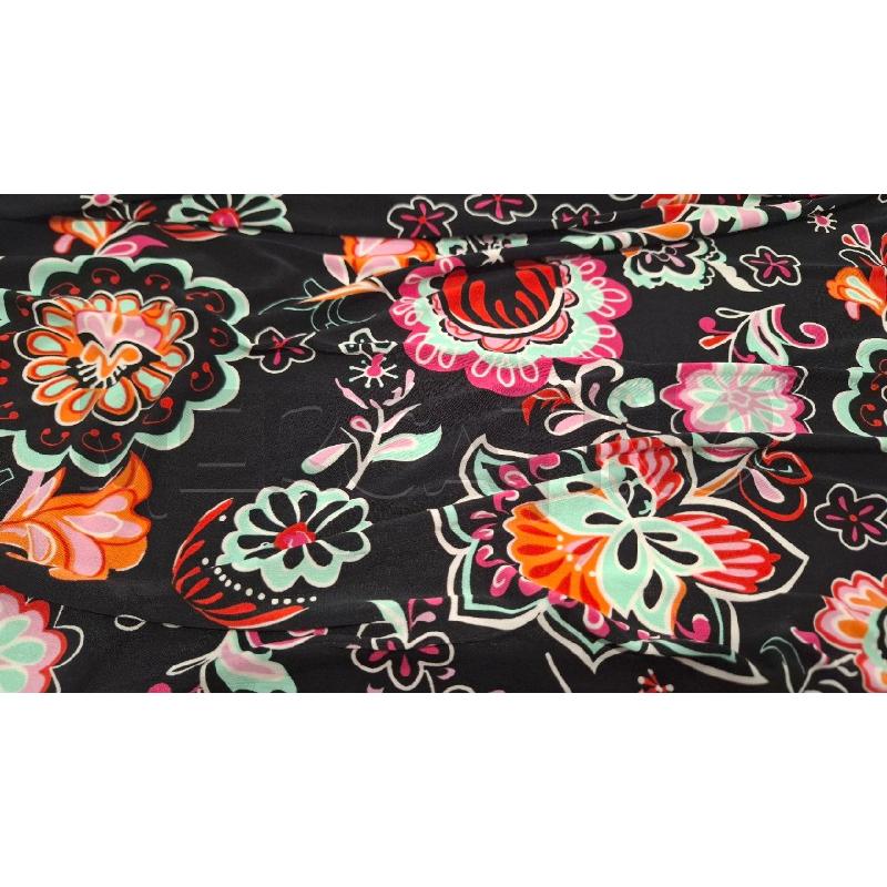 VESTITO DONNA MARA CAROL BASE NERA FIORI ARANCIO TG.2XL | Mercatino dell'Usato Salerno fratte 5
