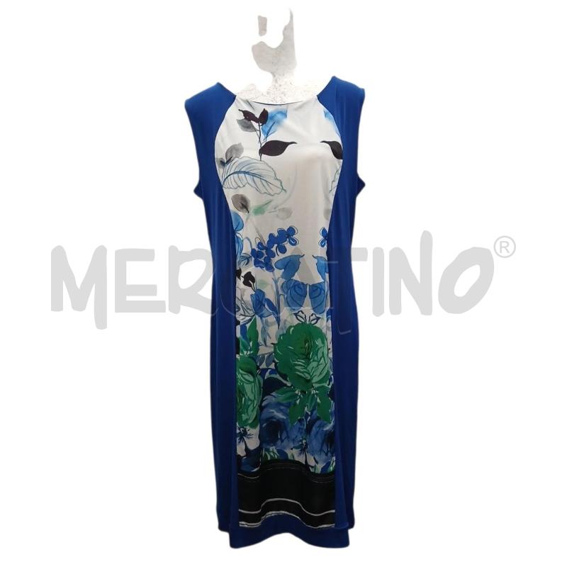 VESTITO DONNA MILVA P. BLU CON FIORI BLU/VERDI  | Mercatino dell'Usato Salerno fratte 1
