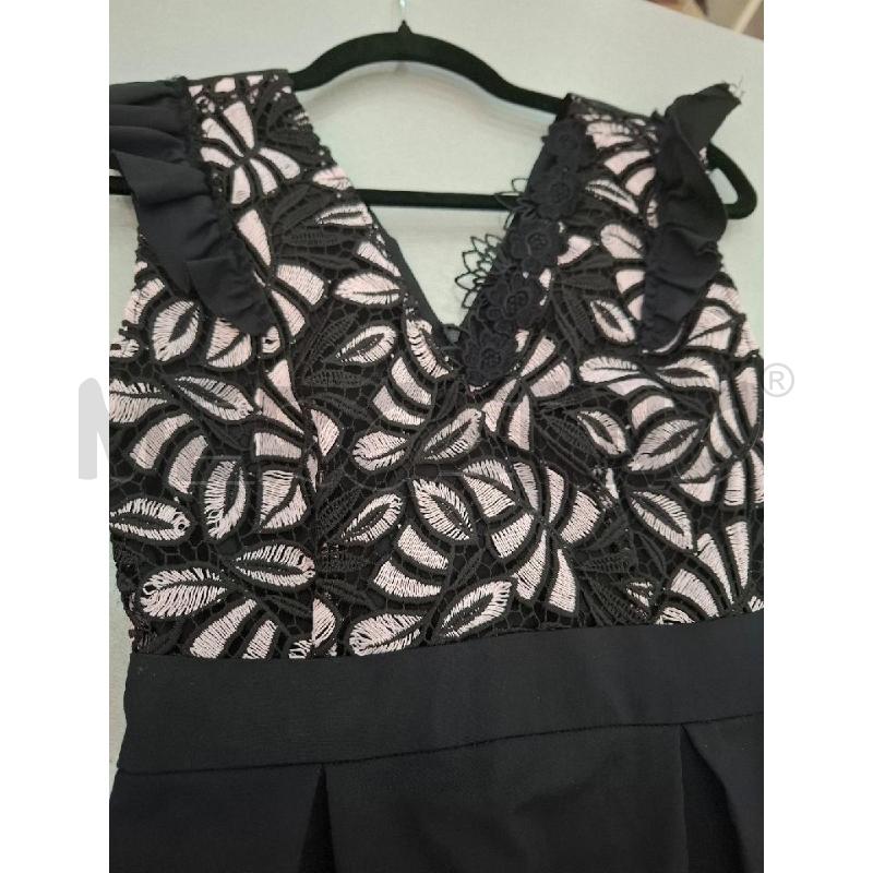 VESTITO DONNA PINKO NERO CORPETTO RICAMATO ROSA | Mercatino dell'Usato Salerno fratte 3