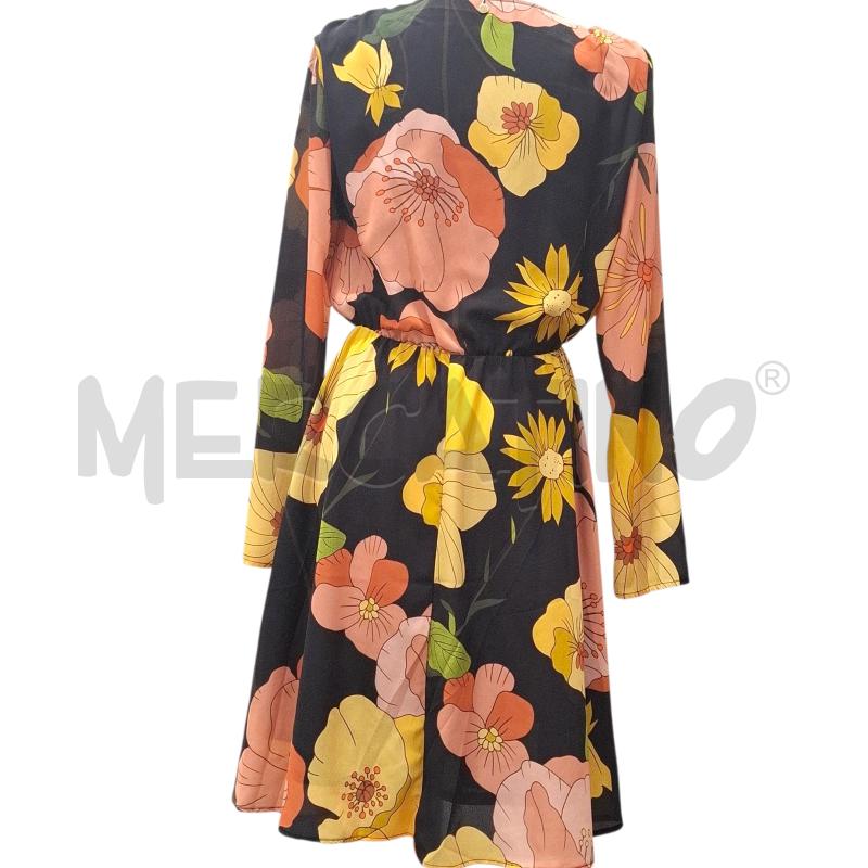 VESTITO DONNA RINASCIMENTO BASE NERA FIORI GIALLI | Mercatino dell'Usato Salerno fratte 2