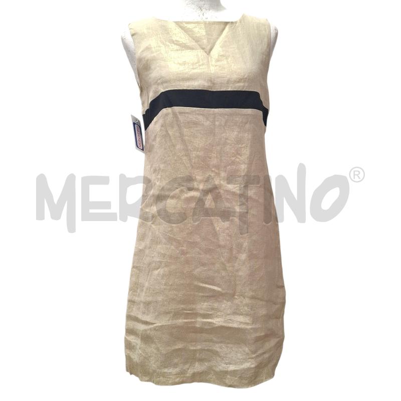 VESTITO DONNA RINASCIMENTO BEIGE BRILL. FASCIA NERA | Mercatino dell'Usato Salerno fratte 1