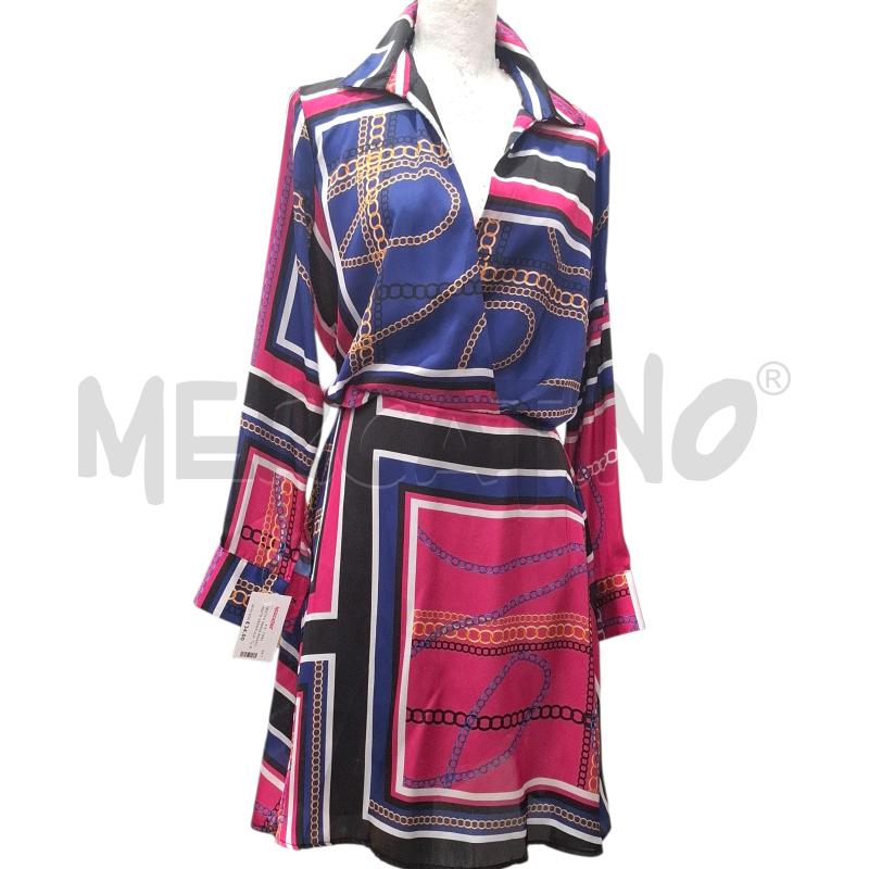 VESTITO DONNA RINASCIMENTO NERO/FUCSIA/BLU FANT. NODI DORATI  | Mercatino dell'Usato Salerno fratte 1