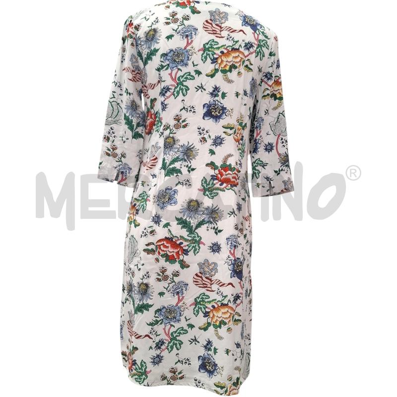 VESTITO DONNA ZERO BIANCO FIORI COLOR. BANDE LAT ROSSE E BLU | Mercatino dell'Usato Salerno fratte 2