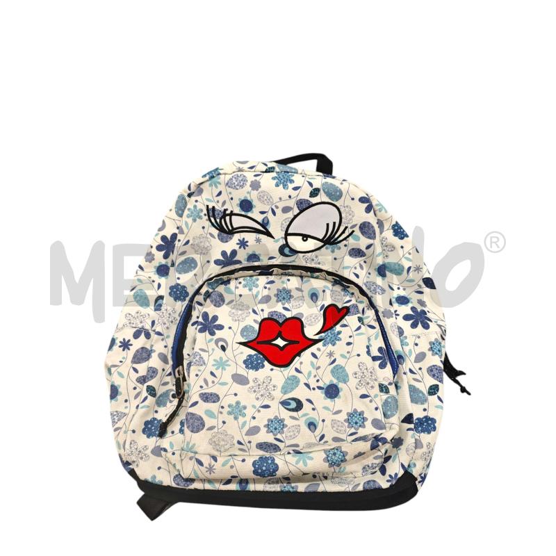 ZAINO INVICTA BIANCO/FIORI BLU CON BOCCA E OCCHI  | Mercatino dell'Usato Salerno fratte 1