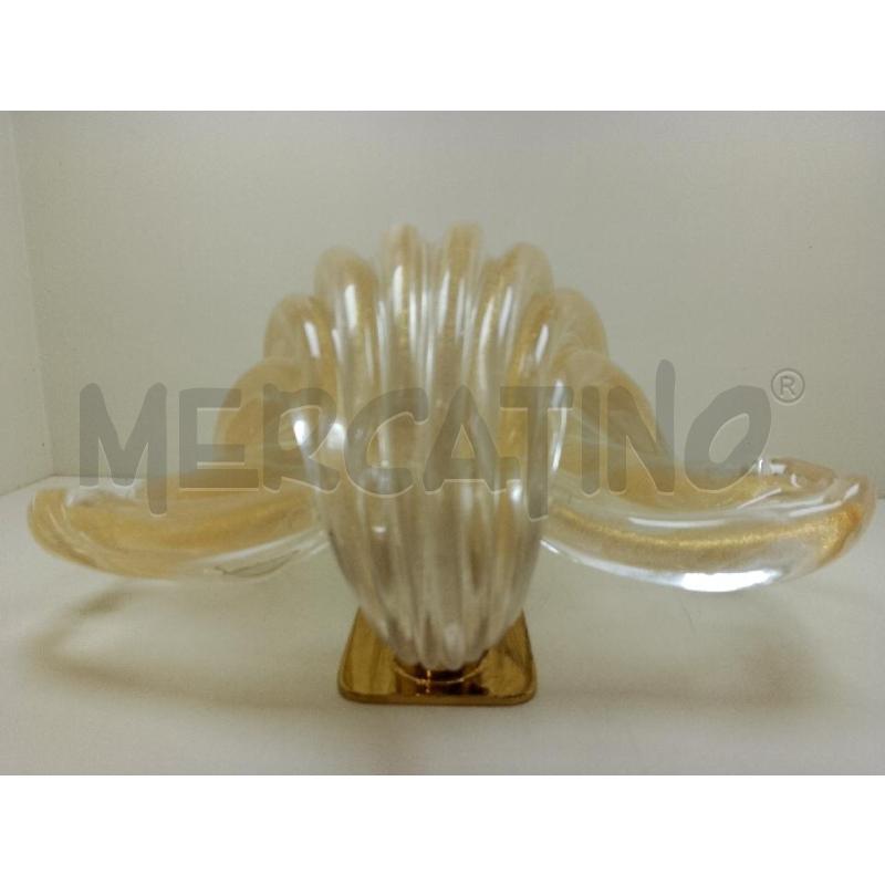 APPLIQUE ARCHIMEDE SEGUSO A CONCHIGLIA CRISTALLO E ORO CM25 | Mercatino dell'Usato Siena 1