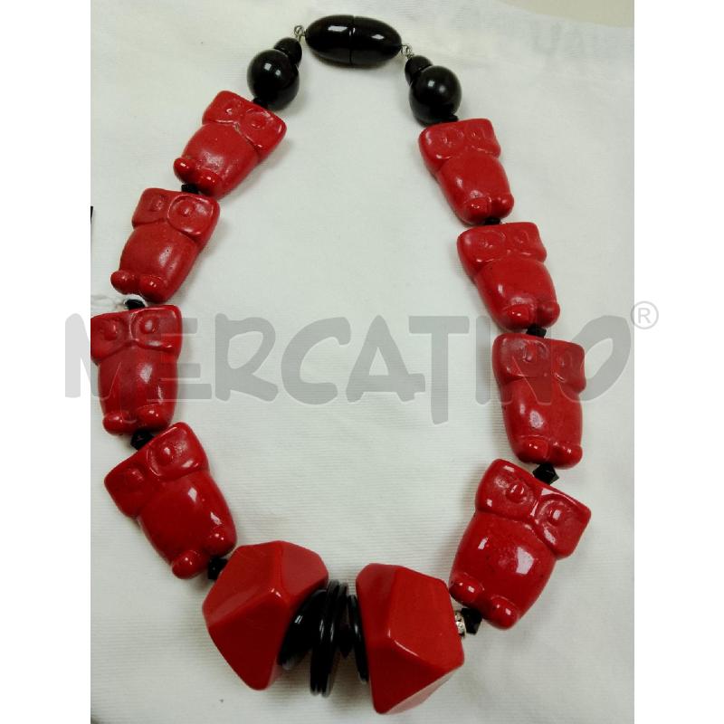 COLLANA ANGELA CAPUTI ROSSA E NERA | Mercatino dell'Usato Siena 1