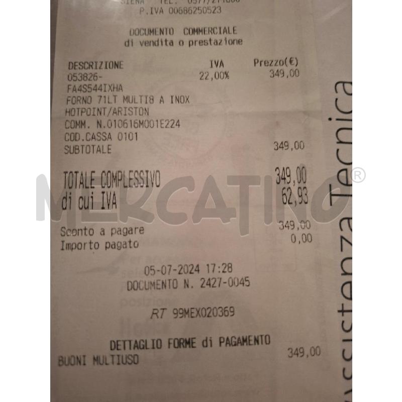 FORNO HOTPOINT ARISTON VENTILATO 71 LITRI MOD. FA4S544IXHA  | Mercatino dell'Usato Siena 5