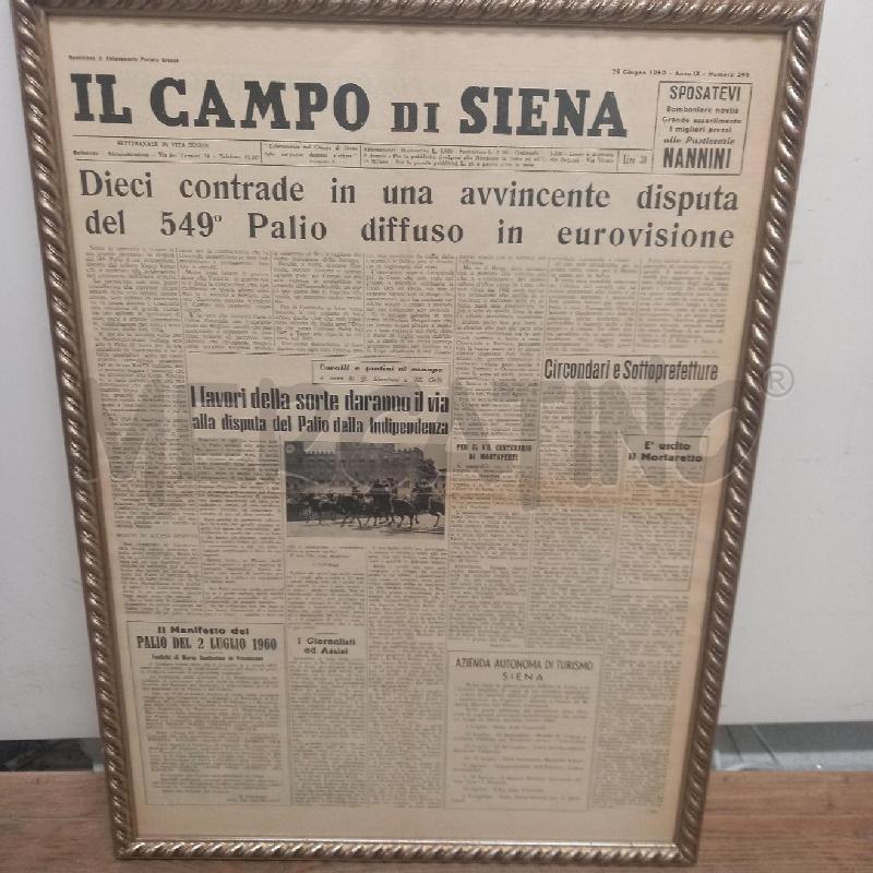 GIORNALE IL CAMPO DI SIENA DEL 1960 INCORNICIATO | Mercatino dell'Usato Siena 1