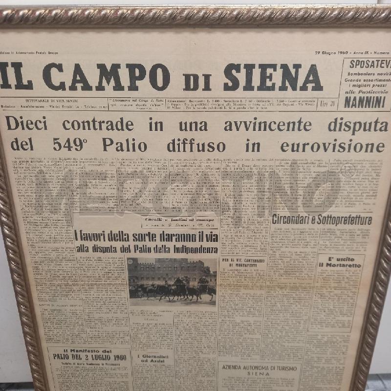 GIORNALE IL CAMPO DI SIENA DEL 1960 INCORNICIATO | Mercatino dell'Usato Siena 3