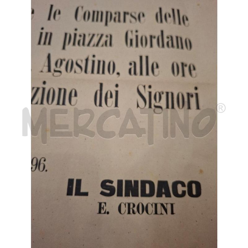 MANIFESTO COMUNE DI SIENA AVVISO 23 SETTEMBRE 1896 | Mercatino dell'Usato Siena 2