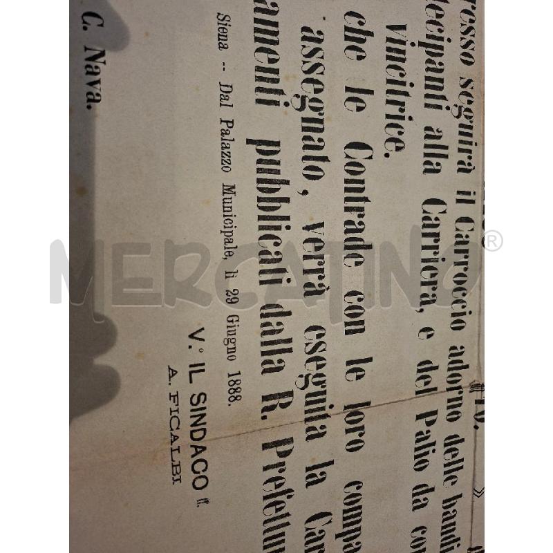 MANIFESTO PROGRAMMA PALIO 2 LUGLIO 1888 | Mercatino dell'Usato Siena 2