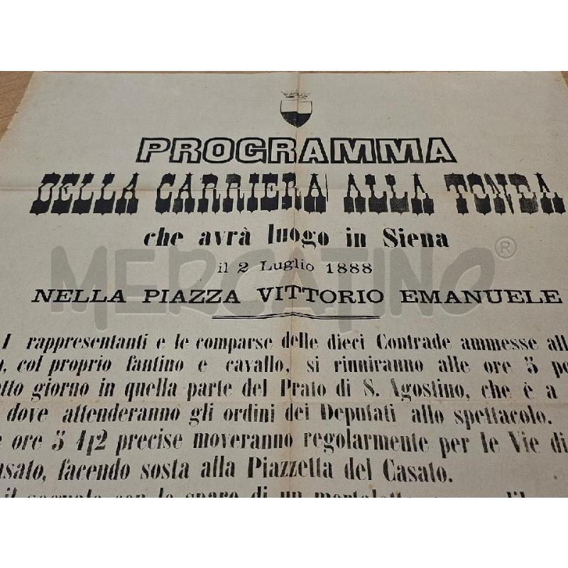 MANIFESTO PROGRAMMA PALIO 2 LUGLIO 1888 | Mercatino dell'Usato Siena 4