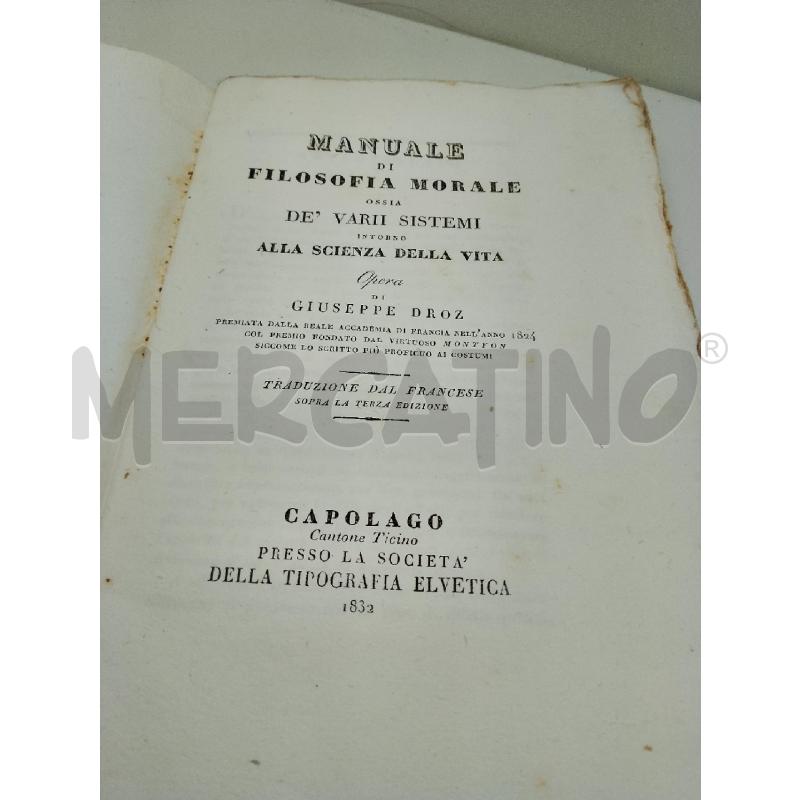 MANUALE DI FILOSOFIA MORALE 1832 | Mercatino dell'Usato Siena 2