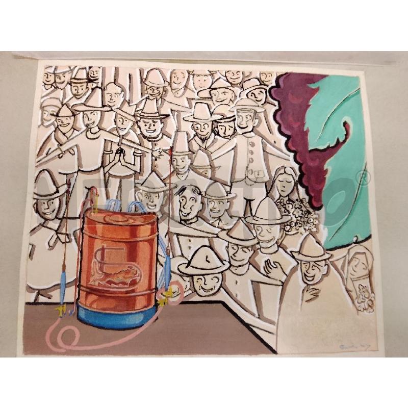 QUADRO ACQUARELLO SU CARTONCINO PERSONAGGI  | Mercatino dell'Usato Siena 1