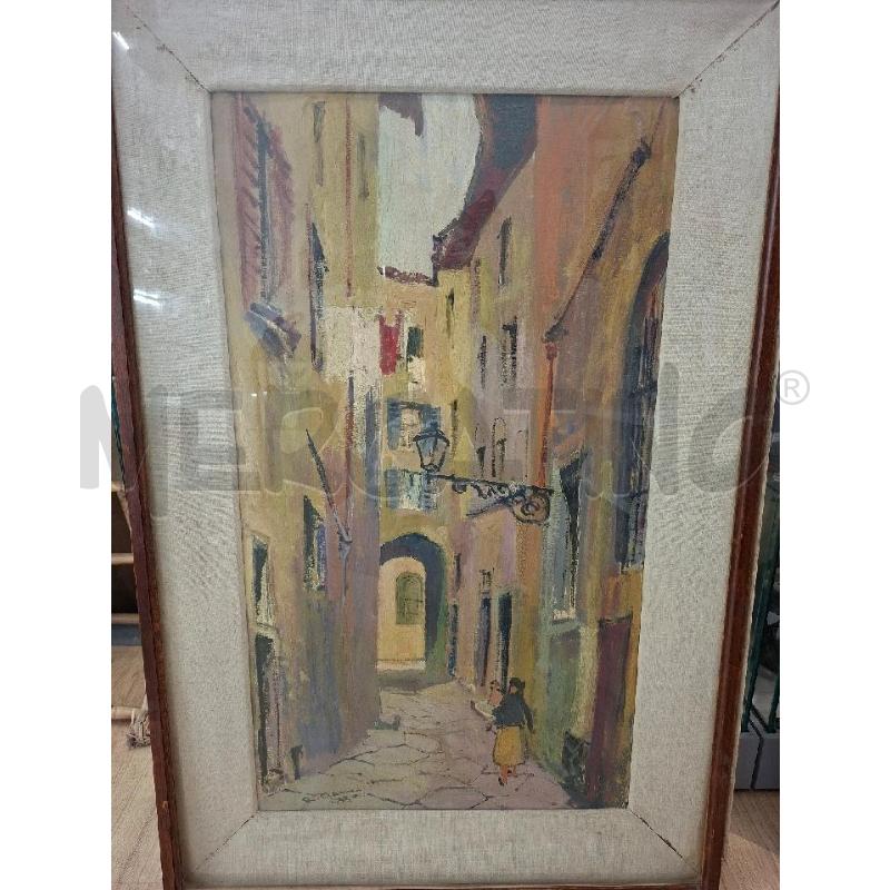 QUADRO OLIO SU TELA VICOLO FIORENTINO RODOLFO MARMA 1954 | Mercatino dell'Usato Siena 1