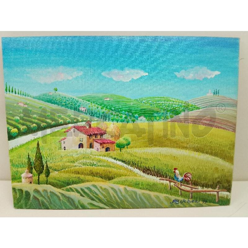 QUADRO SU TAVOLETTA NAIF PAESAGGIO 20 X 15 | Mercatino dell'Usato Siena 1
