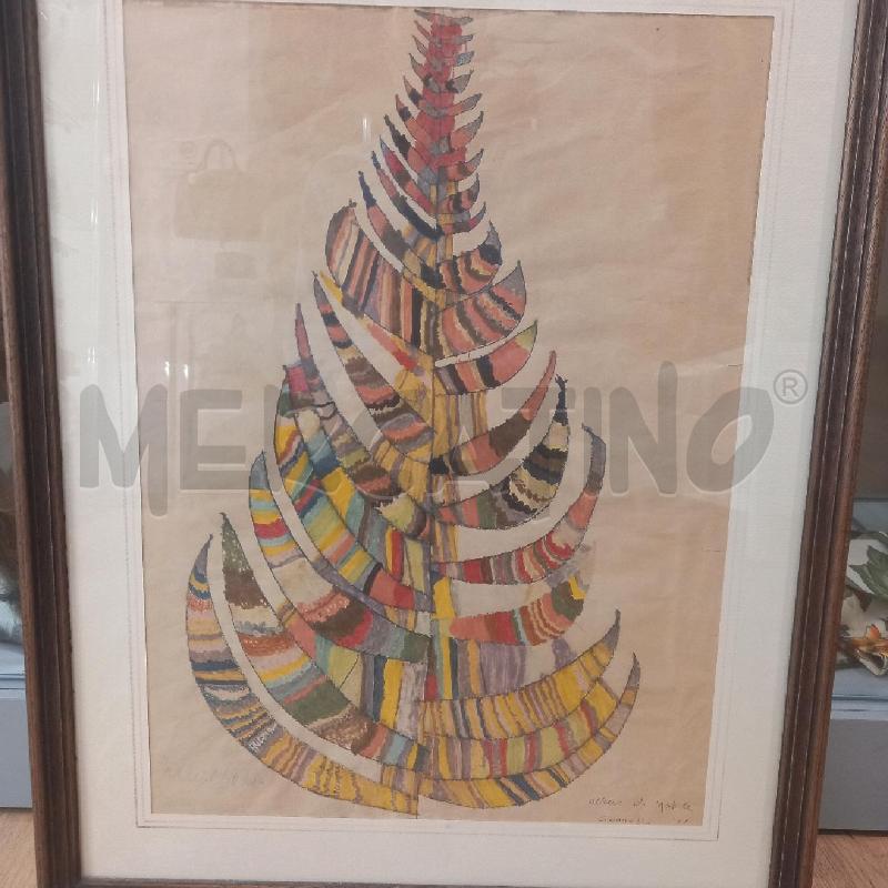 QUADRO TECNICA MISTA ALBERO DI NATALE CON FIRMA  | Mercatino dell'Usato Siena 1