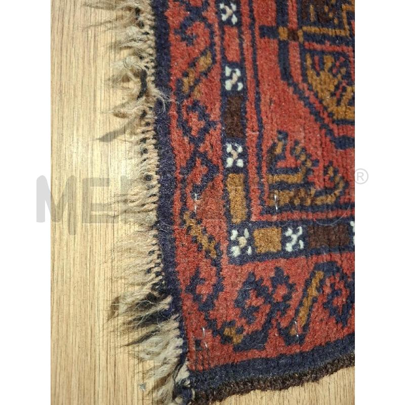 TAPPETO ROSSO ARTIGIANALE 133 X 80 FRANGE DA RIVEDERE | Mercatino dell'Usato Siena 4