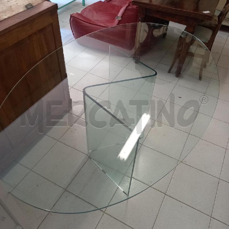 TAVOLO DI CRISTALLO OVALE CON BASE CRISTALLO | Mercatino dell'Usato Siena 1