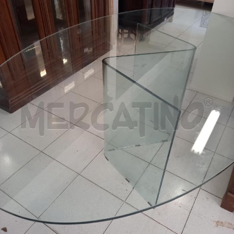 TAVOLO DI CRISTALLO OVALE CON BASE CRISTALLO | Mercatino dell'Usato Siena 5