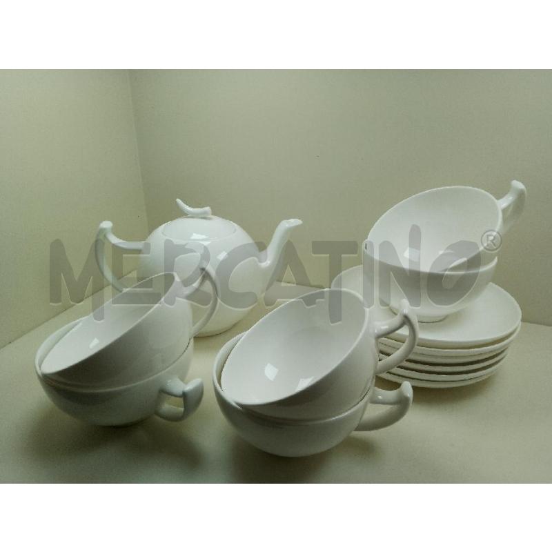 TAZZE PZ. 6 TEA LOGIC CON TEIERA BONE CHINA | Mercatino dell'Usato Siena 1
