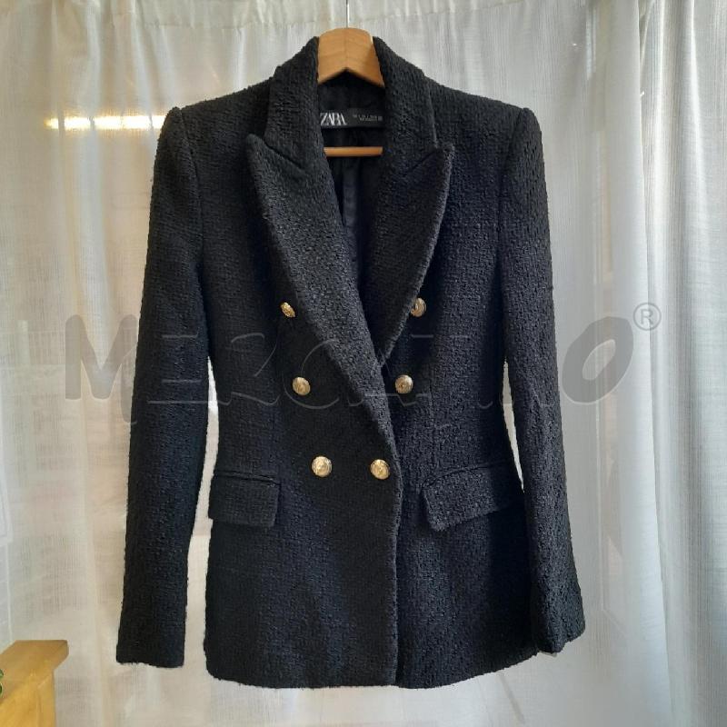 BLAZER DONNA ZARA BOUCLÈ NERO  | Mercatino dell'Usato Sondrio 1