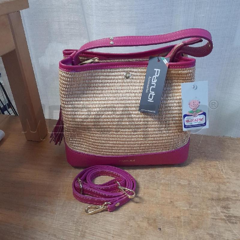 BORSA SECCHIELLO PELLE E RAFIA PARUBI | Mercatino dell'Usato Sondrio 1