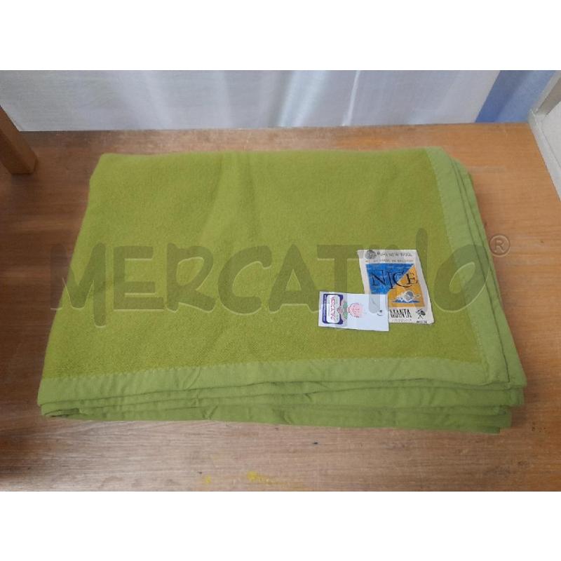 COPERTA MATRIMONIALE VERDE PURA LANA NICE | Mercatino dell'Usato Sondrio 1