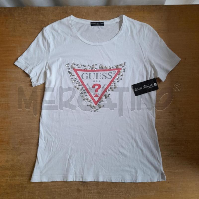 MAGLIETTA DONNA BIANCA GUESS PERLE | Mercatino dell'Usato Sondrio 1