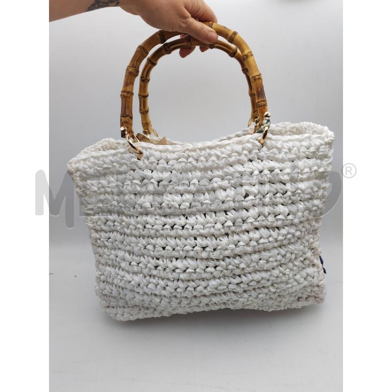 BORSA DONNA DA MARE BIANCO INTERNO POCHETTE FIORI  | Mercatino dell'Usato Albenga 1