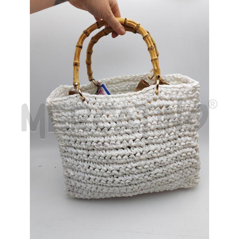 BORSA DONNA DA MARE BIANCO INTERNO POCHETTE FIORI  | Mercatino dell'Usato Albenga 2