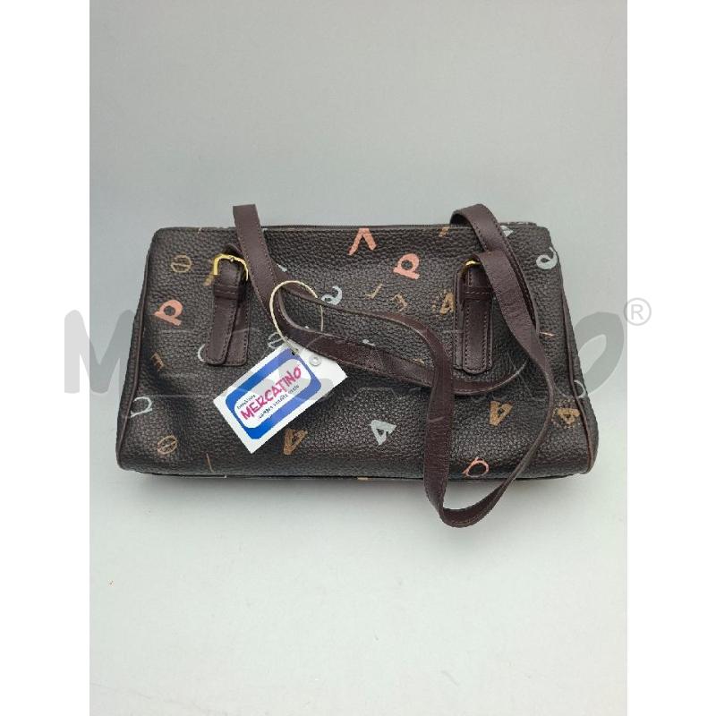 BORSA DONNA MARRONE LETTERE PELLE VALLEVERDE | Mercatino dell'Usato Albenga 1