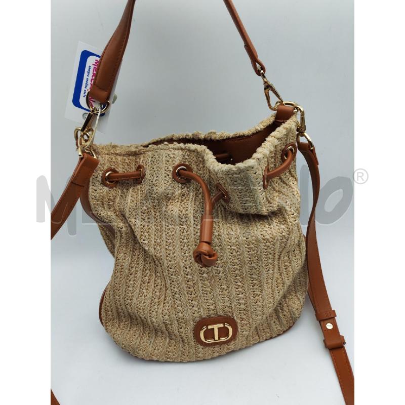 BORSA DONNA MARRONE PAGLIA TWIN SET | Mercatino dell'Usato Albenga 2