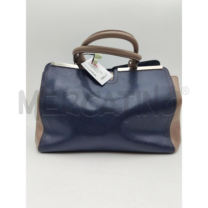 BORSA DONNA PELLE BLU MARRONE SARA BURGLAR | Mercatino dell'Usato Albenga 1