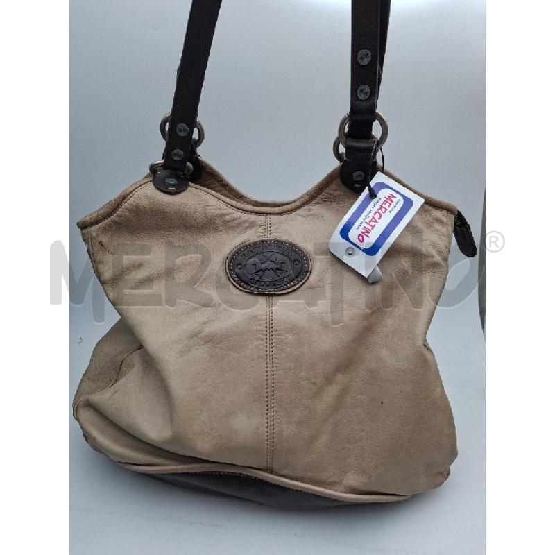BORSA DONNA PELLE MARRONE BEIGE LA MARTINA  | Mercatino dell'Usato Albenga 1