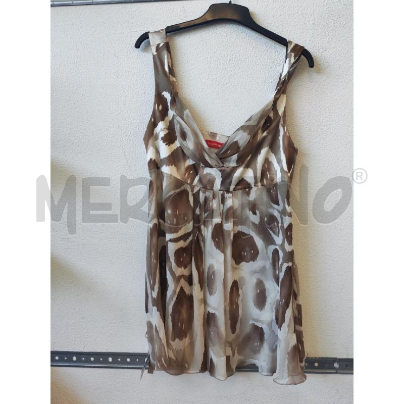 CANOTTA DONNA FANTASIA BEIGE MARRONE ANGELO MARANI SETA | Mercatino dell'Usato Albenga 1