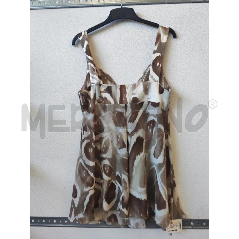 CANOTTA DONNA FANTASIA BEIGE MARRONE ANGELO MARANI SETA | Mercatino dell'Usato Albenga 2