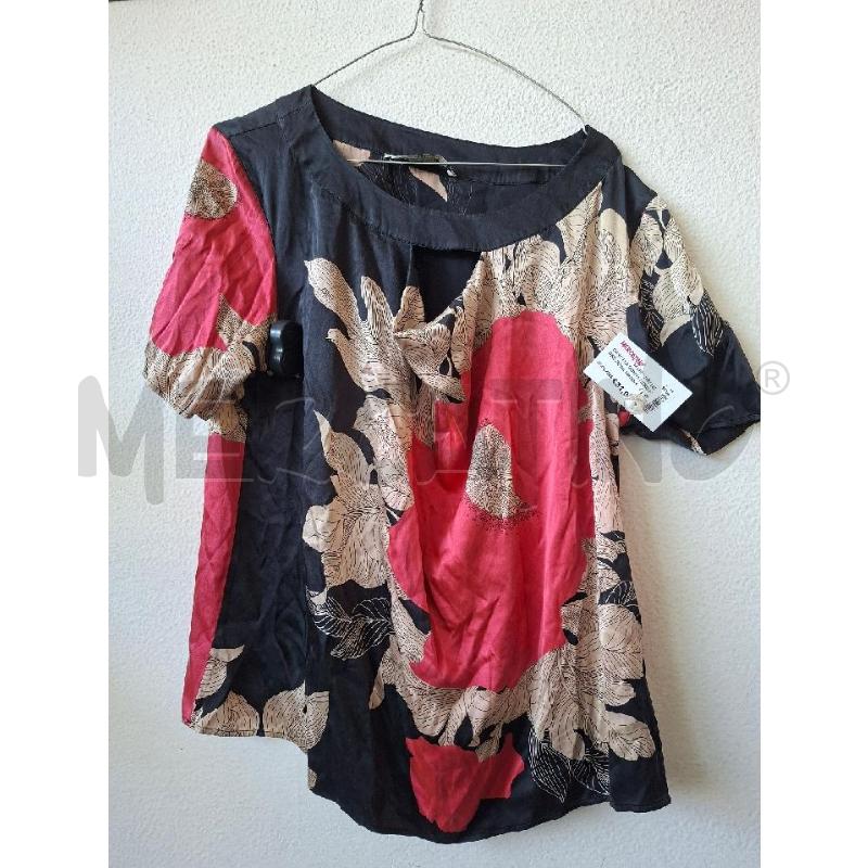 CANOTTA DONNA NERO FIORE ROSA MARINA RINALDI SETA  | Mercatino dell'Usato Albenga 1