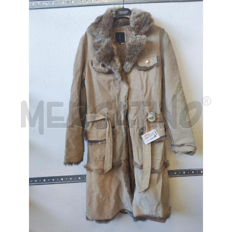 GIACCA DONNA VERA PELLE BEIGE CONBIPEL BORDO VERO PELO  | Mercatino dell'Usato Albenga 1