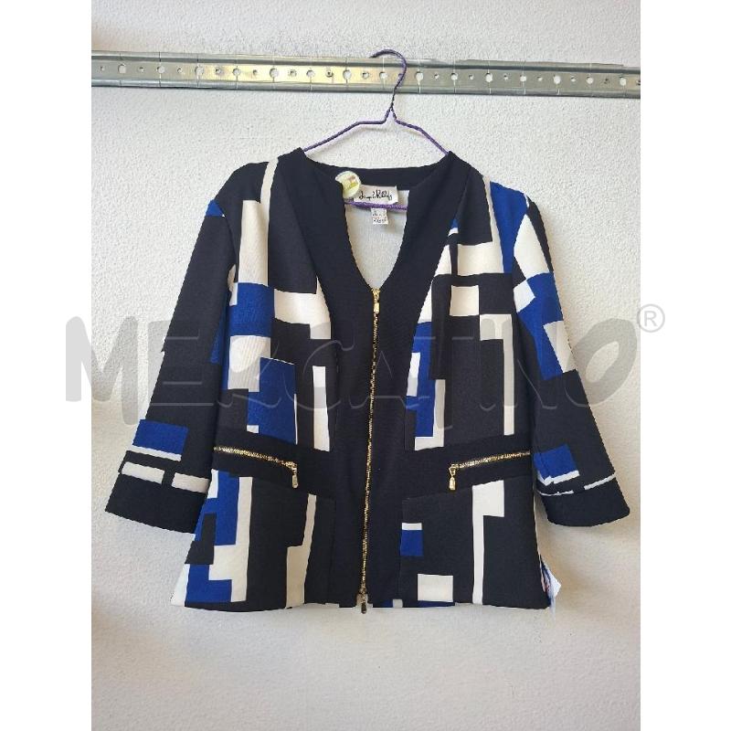 MAGLIA DONNA CON CERNIERA BIANCO BLU NERO JOSEPH RIBKOFF | Mercatino dell'Usato Albenga 1