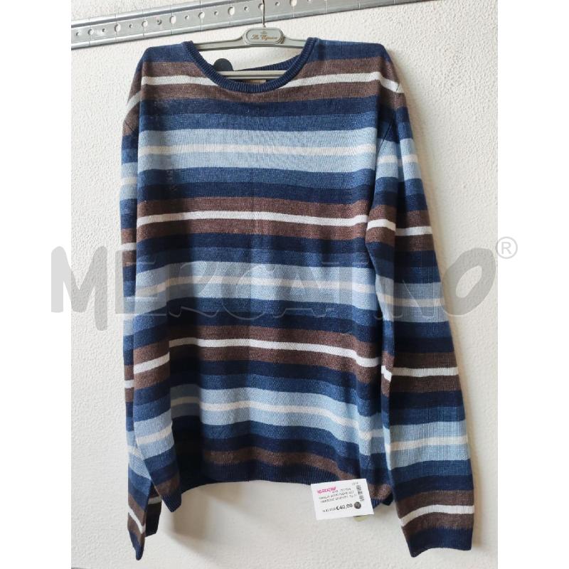 MAGLIA UOMO RIGHE AZZ MARRONE SEVENTY LINO  | Mercatino dell'Usato Albenga 1