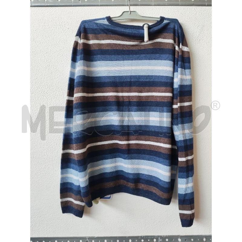 MAGLIA UOMO RIGHE AZZ MARRONE SEVENTY LINO  | Mercatino dell'Usato Albenga 2