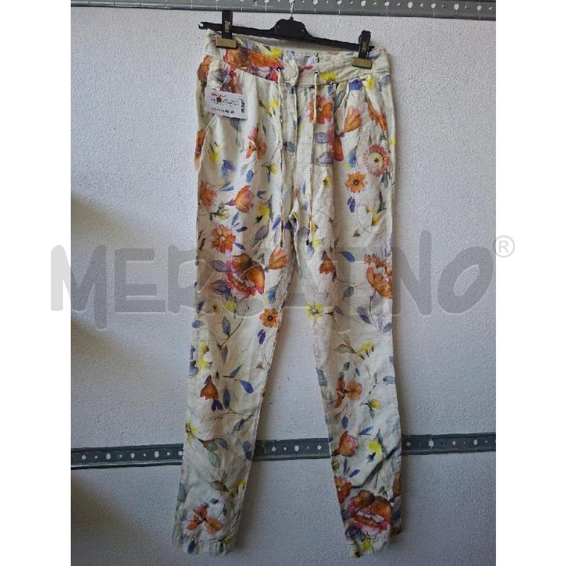 PANTALONE DONNA BIANCO FIORI MCS | Mercatino dell'Usato Albenga 1