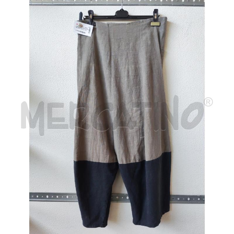 PANTALONE DONNA MARRONE NERO MISTO LINO LURDES BERGADA | Mercatino dell'Usato Albenga 1