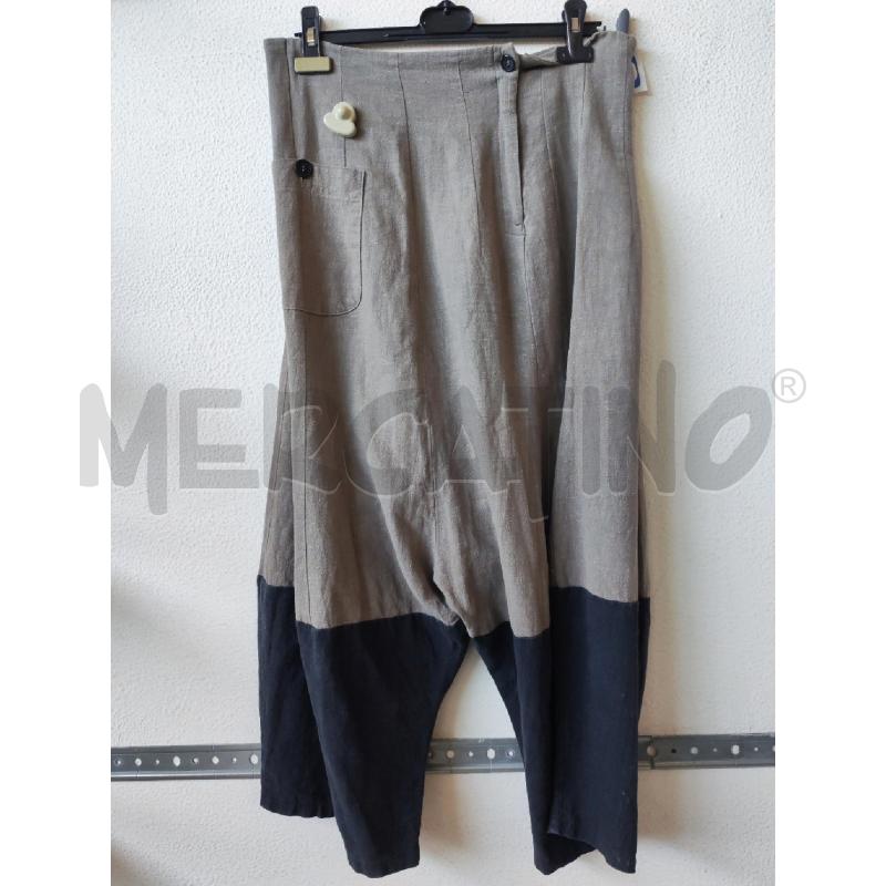 PANTALONE DONNA MARRONE NERO MISTO LINO LURDES BERGADA | Mercatino dell'Usato Albenga 2