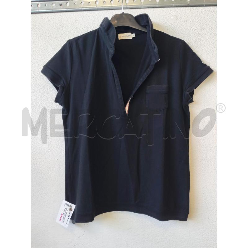 POLO DONNA NERO RIGA BIANCO COLLETTO MONCLER | Mercatino dell'Usato Albenga 1