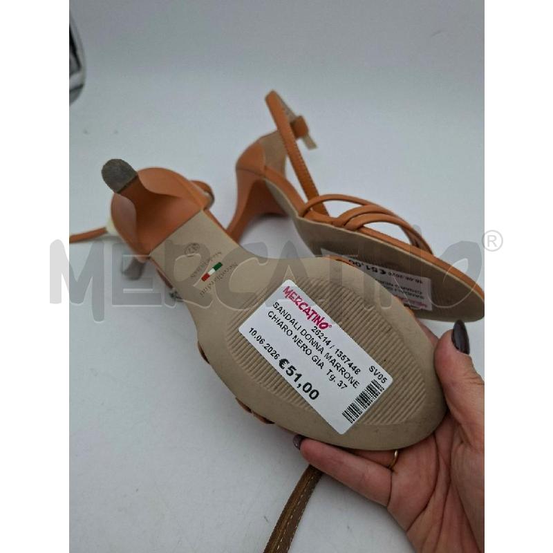 SANDALI DONNA MARRONE CHIARO NERO GIARDINI  | Mercatino dell'Usato Albenga 3