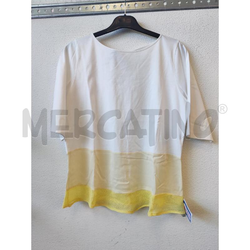 T SHIRT DONNA FABIANA FILIPPI BIANCO GIALLO  | Mercatino dell'Usato Albenga 1