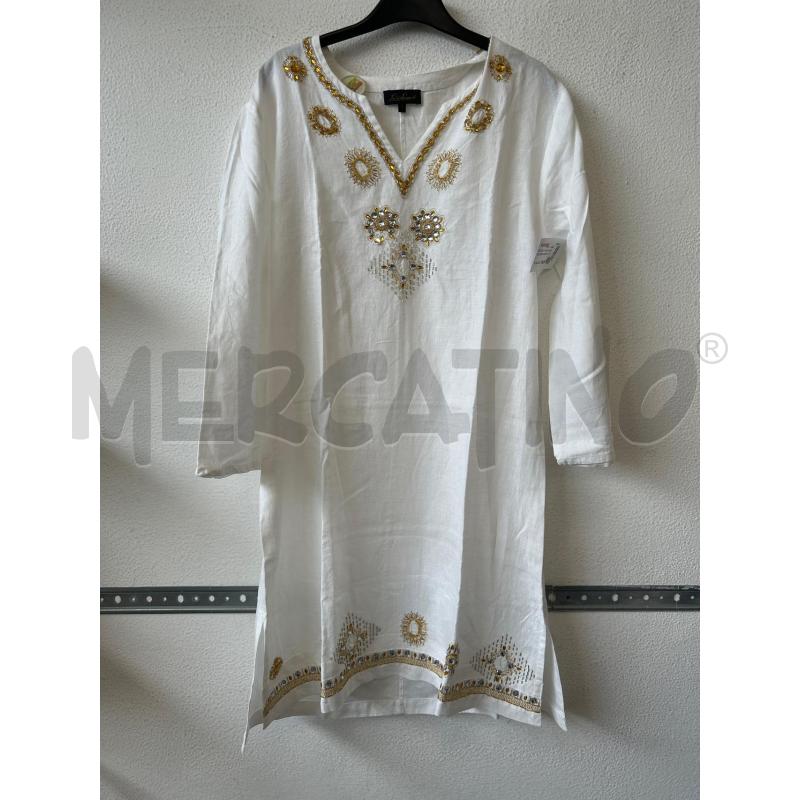 VESTITO DONNA BIANCO LINO STRASS ORO LUISA SPAGNOLI  | Mercatino dell'Usato Albenga 1